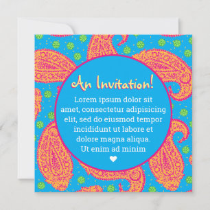Invitation Motif coloré Paisley