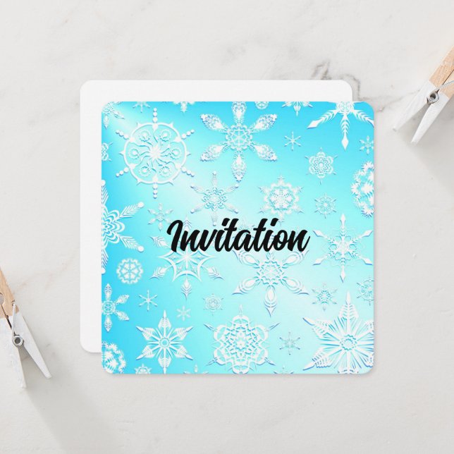 Invitation Motif Crystal Snowflakes (Devant/Arrière en situation)