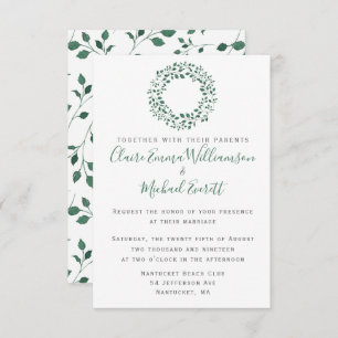 Invitation Motif d'aquarelle vert rustique   MARIAGE