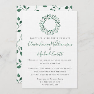 Invitation Motif d'aquarelle vert rustique   MARIAGE