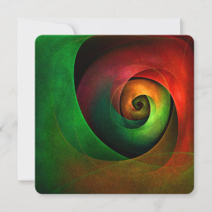 Invitation Motif d'art abstrait moderne floral rouge vert #21