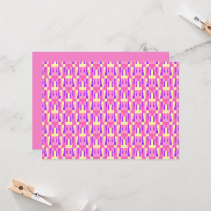 Invitation Motif de bloc géométrique pixelisé rose pastel vio