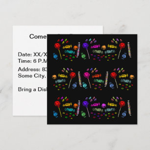 Invitation Motif de bonbons d'Halloween Fête Carré noir