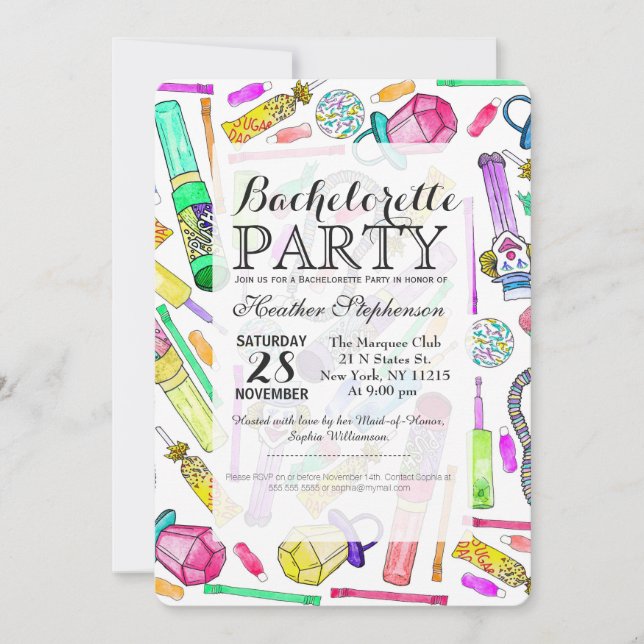 Invitation Motif de bonbons rétro Funny des années 80 (Devant)