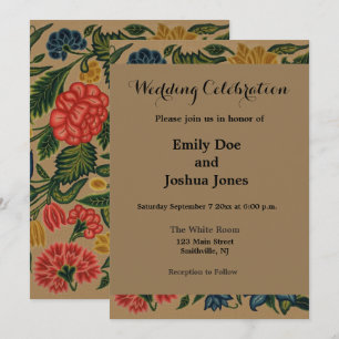 Invitation Motif de broderie florale au crewel vintage