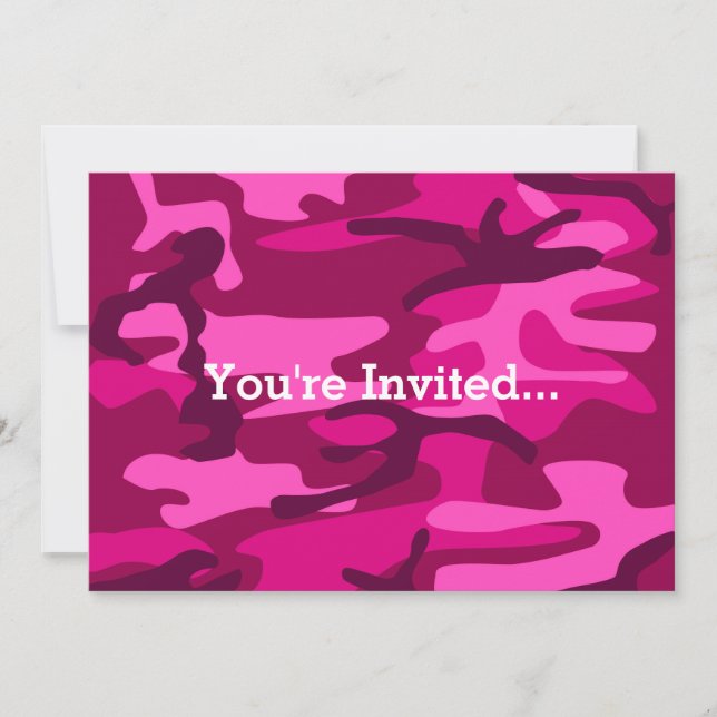 Invitation Motif de Camouflage Camo Fuchsia rose chaud (Devant)