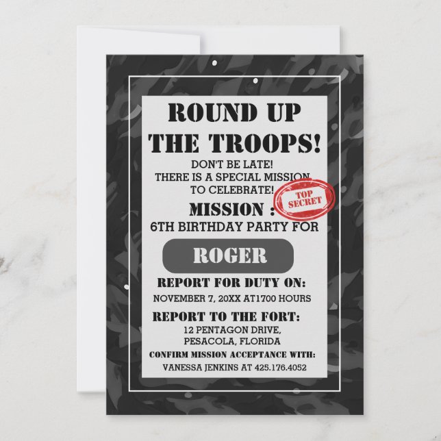 Invitation Motif de camouflage gris urbain (Devant)