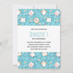 Invitation Motif de chaton mignon Anniversaire fantaisiste