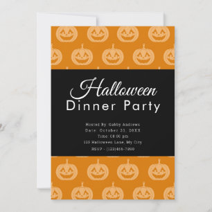 Invitation Motif de citrouille pour soirée de dîner d'Hallowe