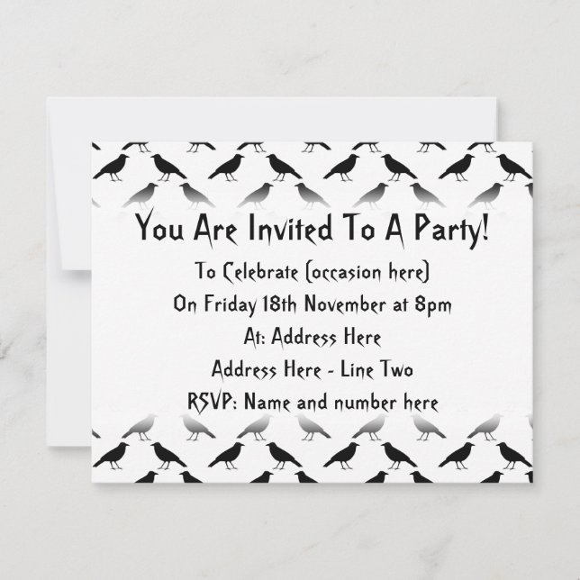 Invitation Motif de corbeaux. (Devant)