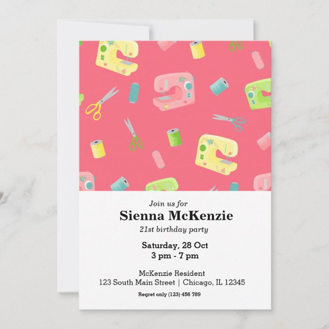 Invitation Motif de couture (Devant)
