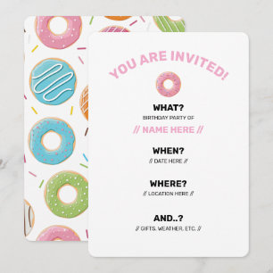 Invitation Motif de Donuts Colorés Rétro pour une Fête Amusan