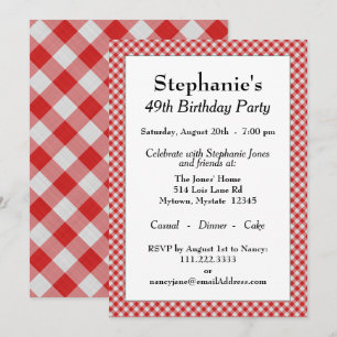 Invitation Motif De En vichy Rouge Pour Toutes Les Occasions