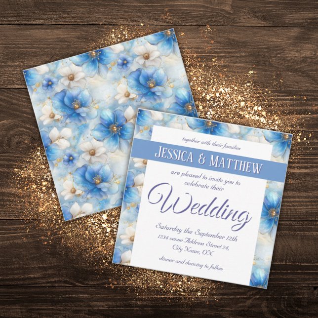 Invitation Motif de fleurs bleues (Créateur téléchargé)