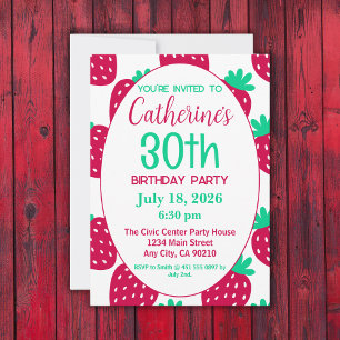 Invitation Motif de fraises mini mignonne, 30e anniversaire