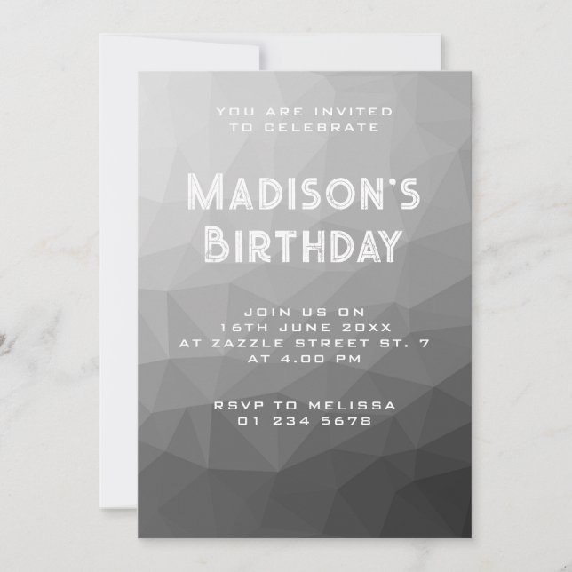 Invitation Motif de maillage géométrique gris (Devant)