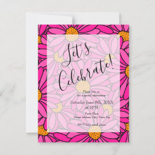 Invitation Motif de marguerite Abstrait rose chaud