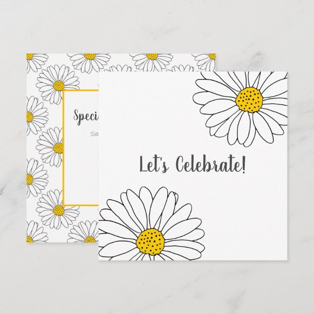Invitation Motif de marguerite blanche et de marguerite blanc (Devant / Derrière)