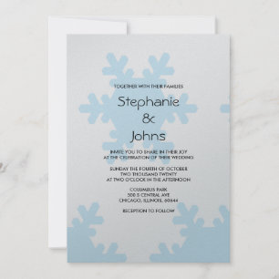 Invitation Motif de neige en hiver Blue Silver Cool Mariage