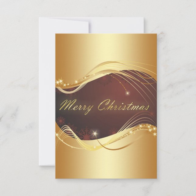 Invitation Motif de Noël doré avec arrière - plan rouge (Devant)