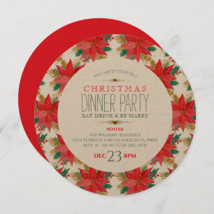Invitation Motif de Noël Poinsettia