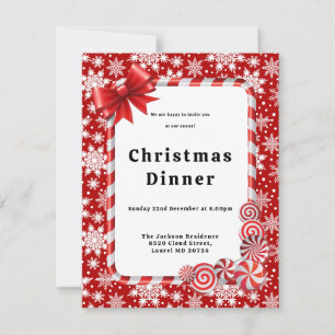 Invitation Motif de Noël rouge et blanc