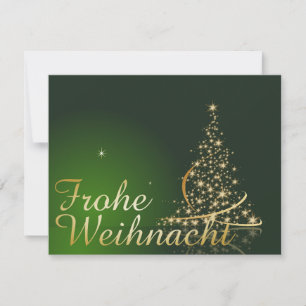 Invitation Motif de Noël vert avec arbre de Noël doré