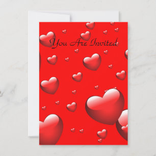 Invitation Motif de nombreux Coeurs flottants.