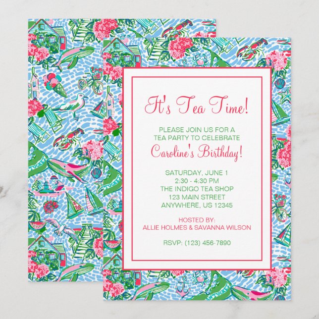 Invitation Motif de Palm Beach Prépa Nantucket (Devant / Derrière)