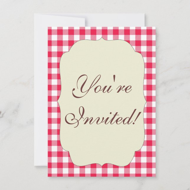 Invitation Motif de pays En vichy rouge classique (Devant)