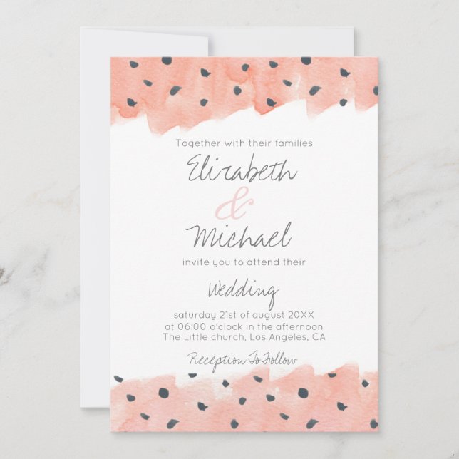 Invitation Motif de points roses Abstraits Aquarelle (Devant)