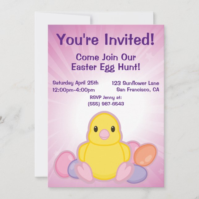 Invitation Motif de poussins Lil Spring (Devant)