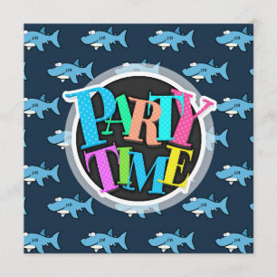 Invitation Motif de requin caricature bleu