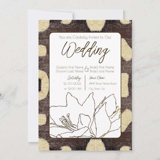 Invitation Motif de tissu de boue Kuba Mariage tribal africai (Devant)