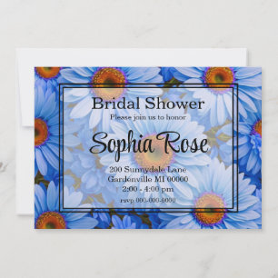 Invitation Motif de tournesols bleus et de marguerites bleues