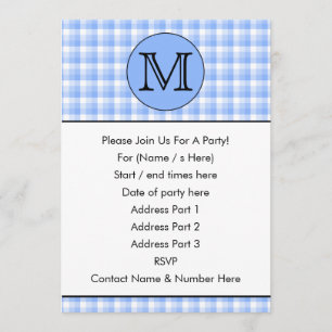 Invitation Motif de vérification du monogramme bleu. Lettre p
