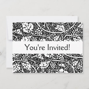 Invitation Motif de vigne de raisin noir et blanc de William 