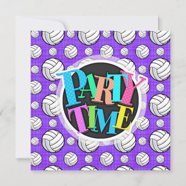 Invitation Motif de volley-ball violet et blanc (Devant)