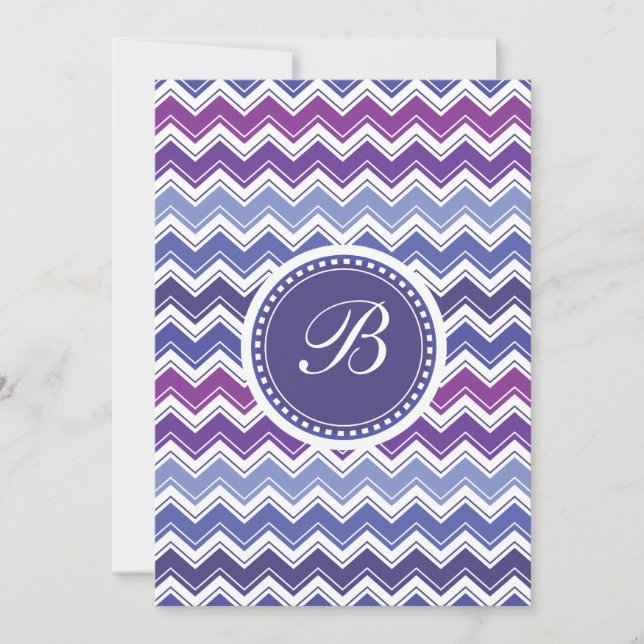 Invitation Motif de zigzag tribal de Chevron dans bleu et (Devant)