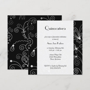 Invitation Motif Des Épingles, Motif De Balayage, Quinceanera
