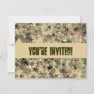 Invitation Motif des étoiles à Camo Colors - Fête d'anniversa