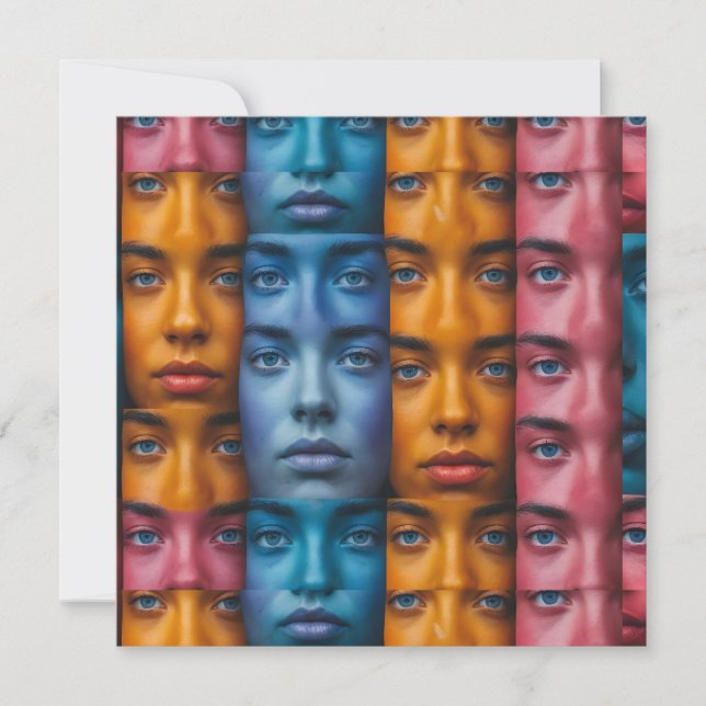Invitation Motif des faces colorées (Devant)