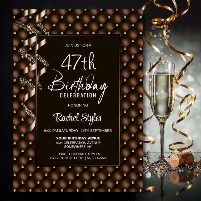 Invitation Motif Diamond Brown Tout âge Anniversaire Fête (Créateur téléchargé)