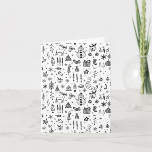 Invitation Motif d'icônes de Noël noir et blanc – Mignon 