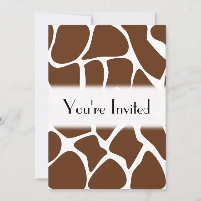 Invitation Motif d'impression de girafe en Brown foncé. (Devant)