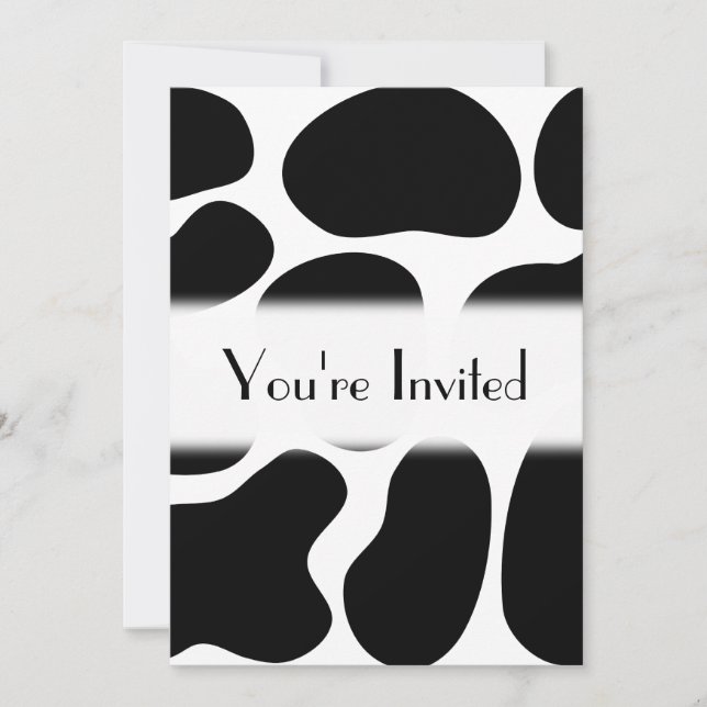 Invitation Motif d'impression de vache noire et blanche. (Devant)