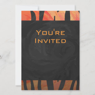 Invitation Motif d'impression monogramme Tiger chaud orange e