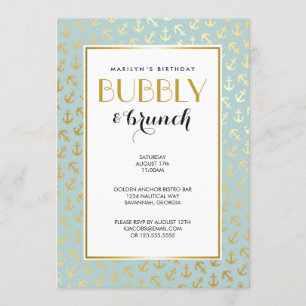 Invitation Motif d'or nautique d'Ancres