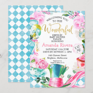Invitation Motif Drive By Parade Baby shower Wonderland 