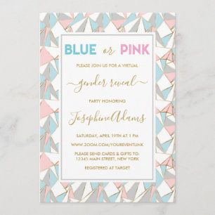 Invitation Motif du triangle bleu rose Révélation virtuelle d